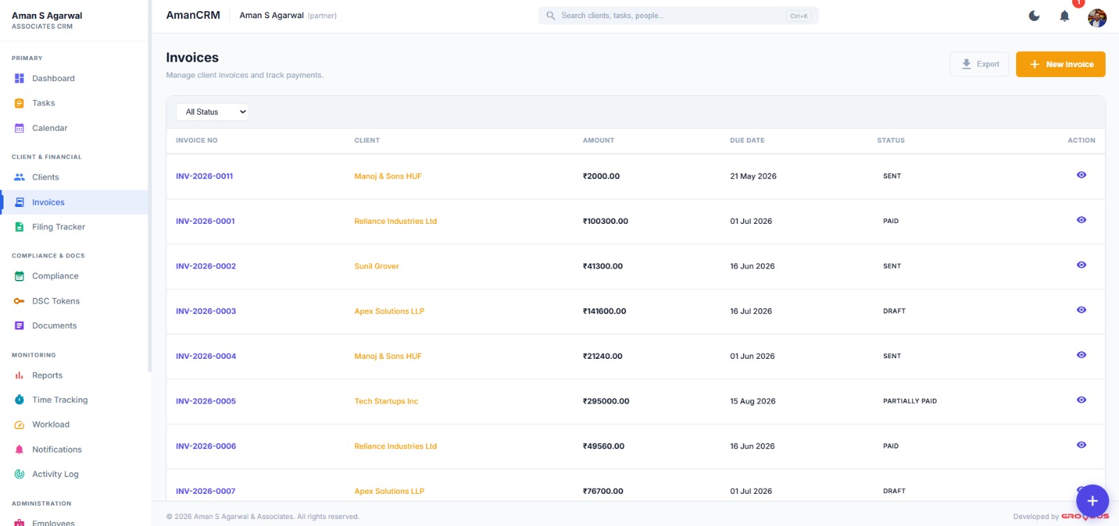CA Firm Management System