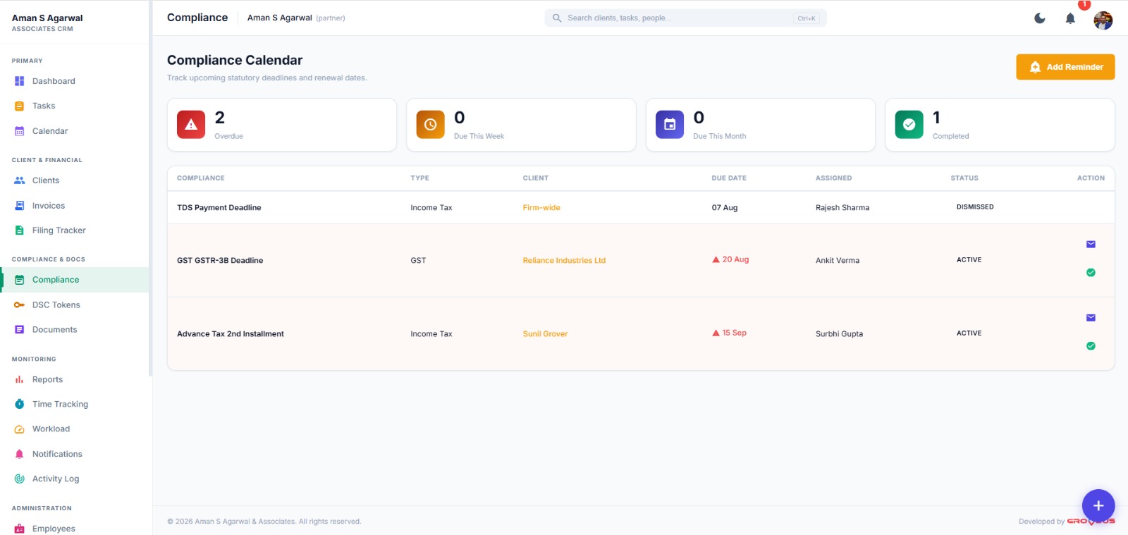 CA Firm Management System