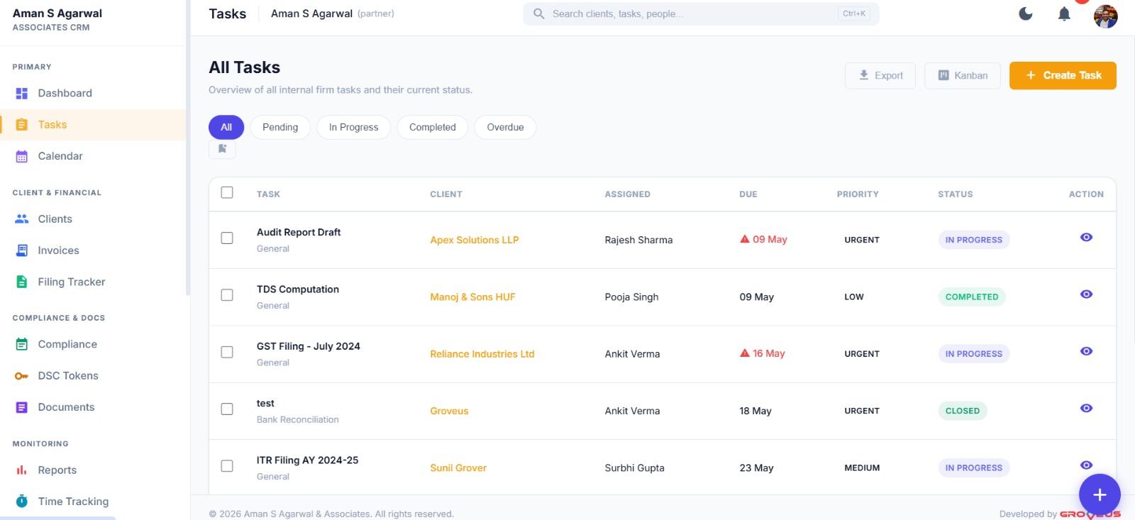 CA Firm Management System