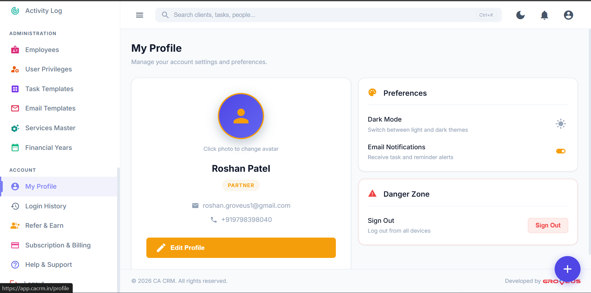 CaCRM – CA Practice Management Software